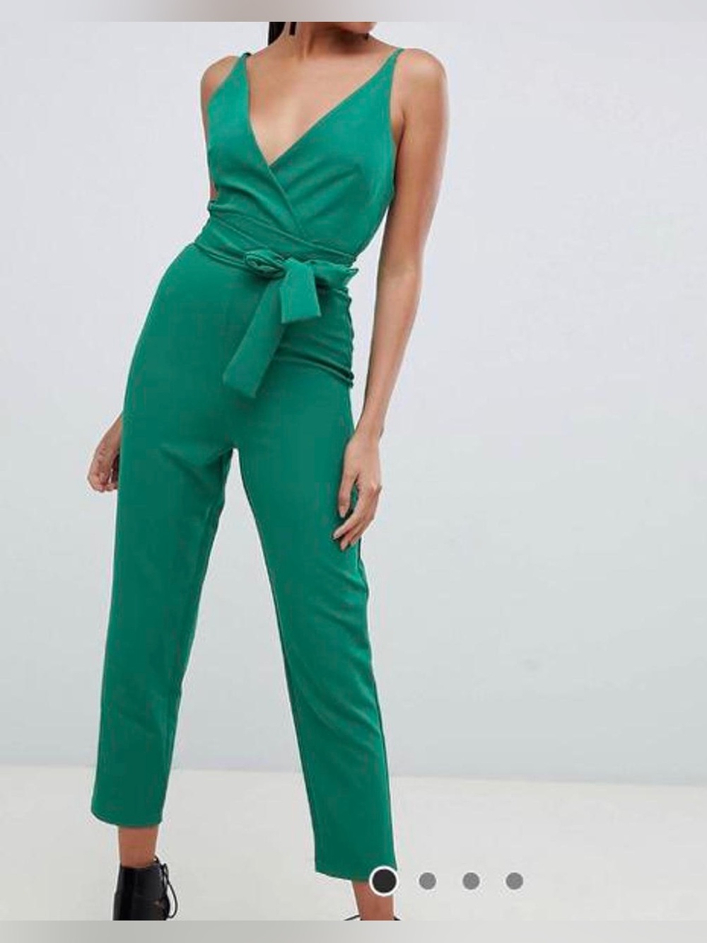 ASOS Faux Wrap Sleeveless Jumpsuit in Emerald - Size 2